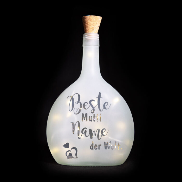 Leuchtflasche Muttertag beste Mutti der welt personalisierbar personalisiertes Geschenk