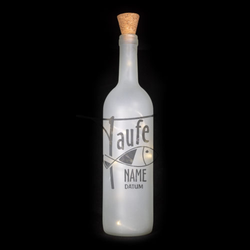 handgefertigte, satinierte, Leuchtflasche, personalisiert