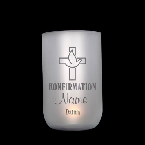 Windlicht/Vase handgefertigt, personalisiert, satiniert mit durchscheinendem Motiv als Geschenk oder Dekoration zur