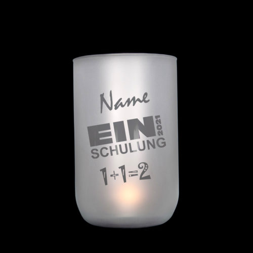 Windlicht/Vase handgefertigt, satiniert mit durchscheinendem Motiv als Geschenk für Kinder oder Dekoration, Jusign